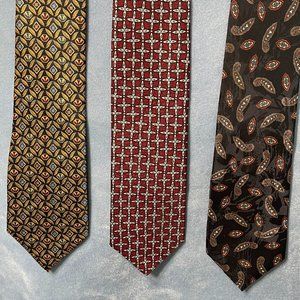 Bundle of 3 100% Silk Used Neckties Made in the USA.